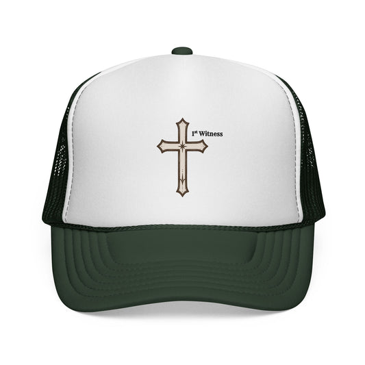 Cross Trucker Cap — Faith Baseball Hat with 'My Witness' Embroidered Design