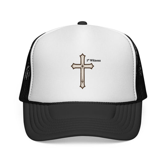 Cross Trucker Cap — Faith Baseball Hat with 'My Witness' Embroidered Design