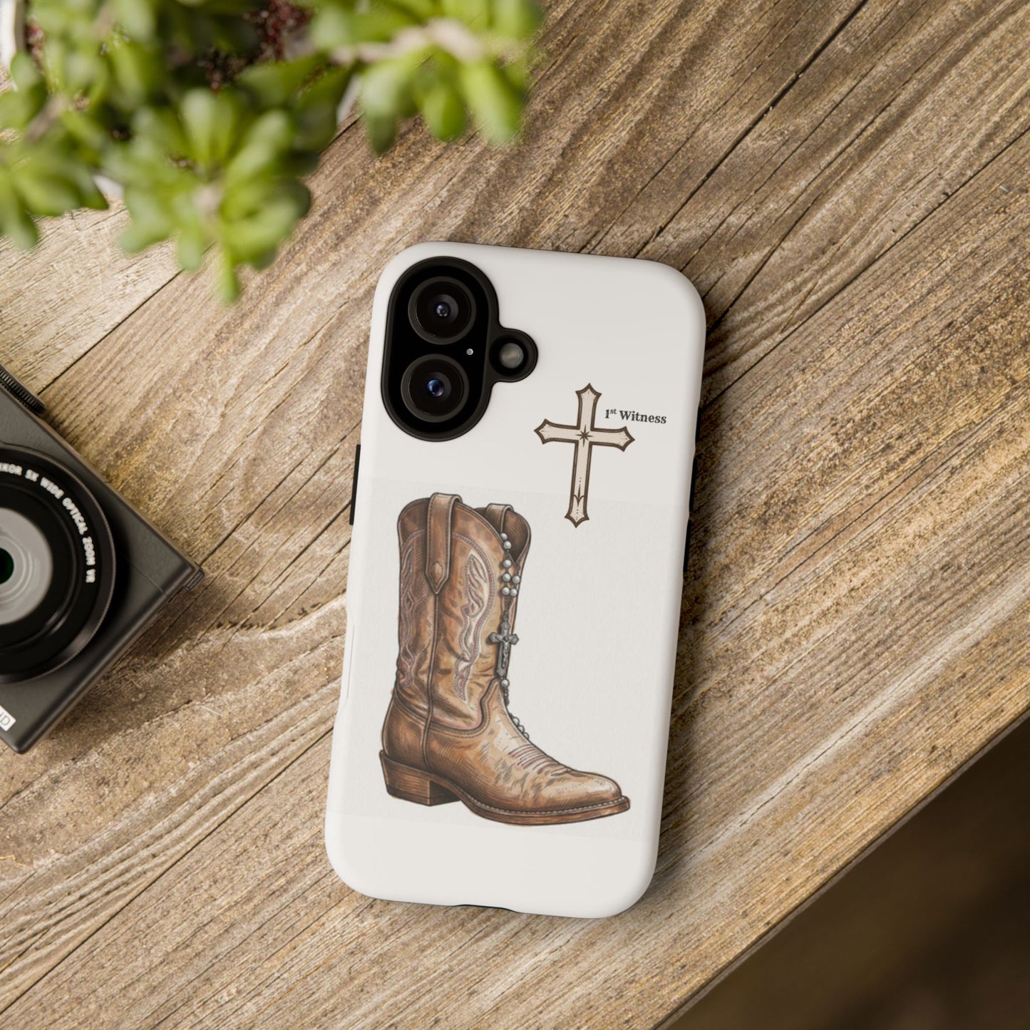 Rosary Cowboy Boot Phone Case — Western Brown Boot Protective iPhone Cover