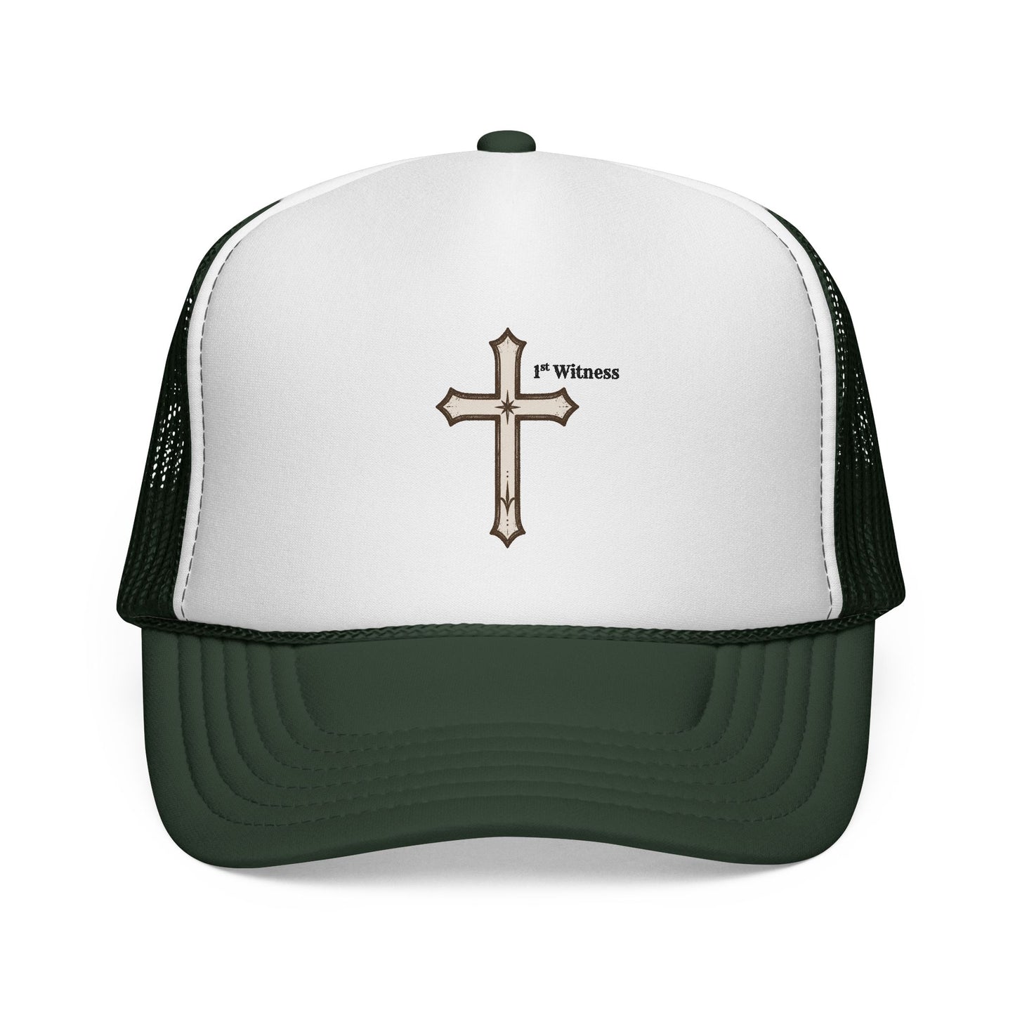 Cross Trucker Cap — Faith Baseball Hat with 'My Witness' Embroidered Design