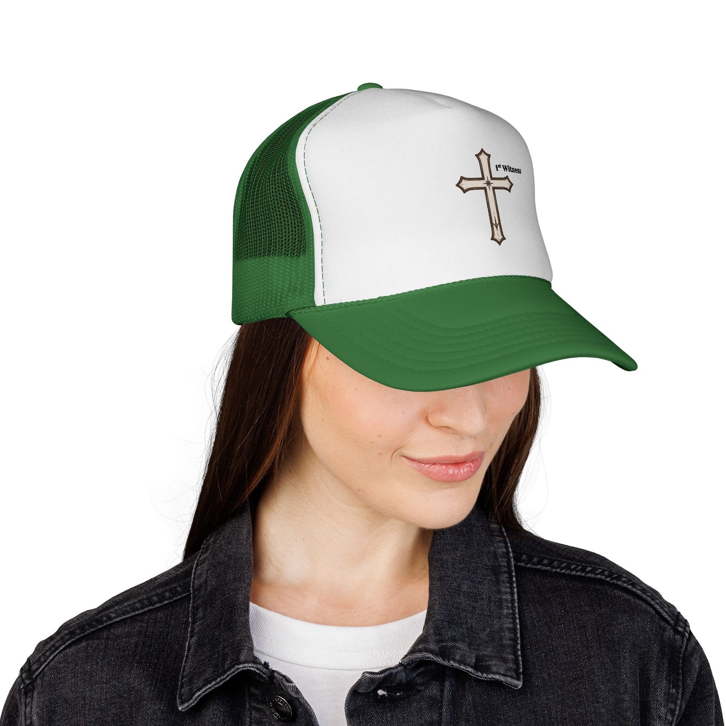 Cross Trucker Cap — Faith Baseball Hat with 'My Witness' Embroidered Design