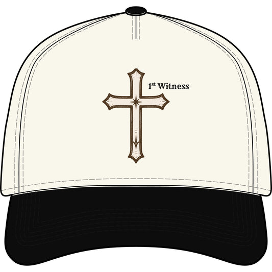 Cross Embroidered Two-Tone Cap — Rustic Christian Trucker Hat