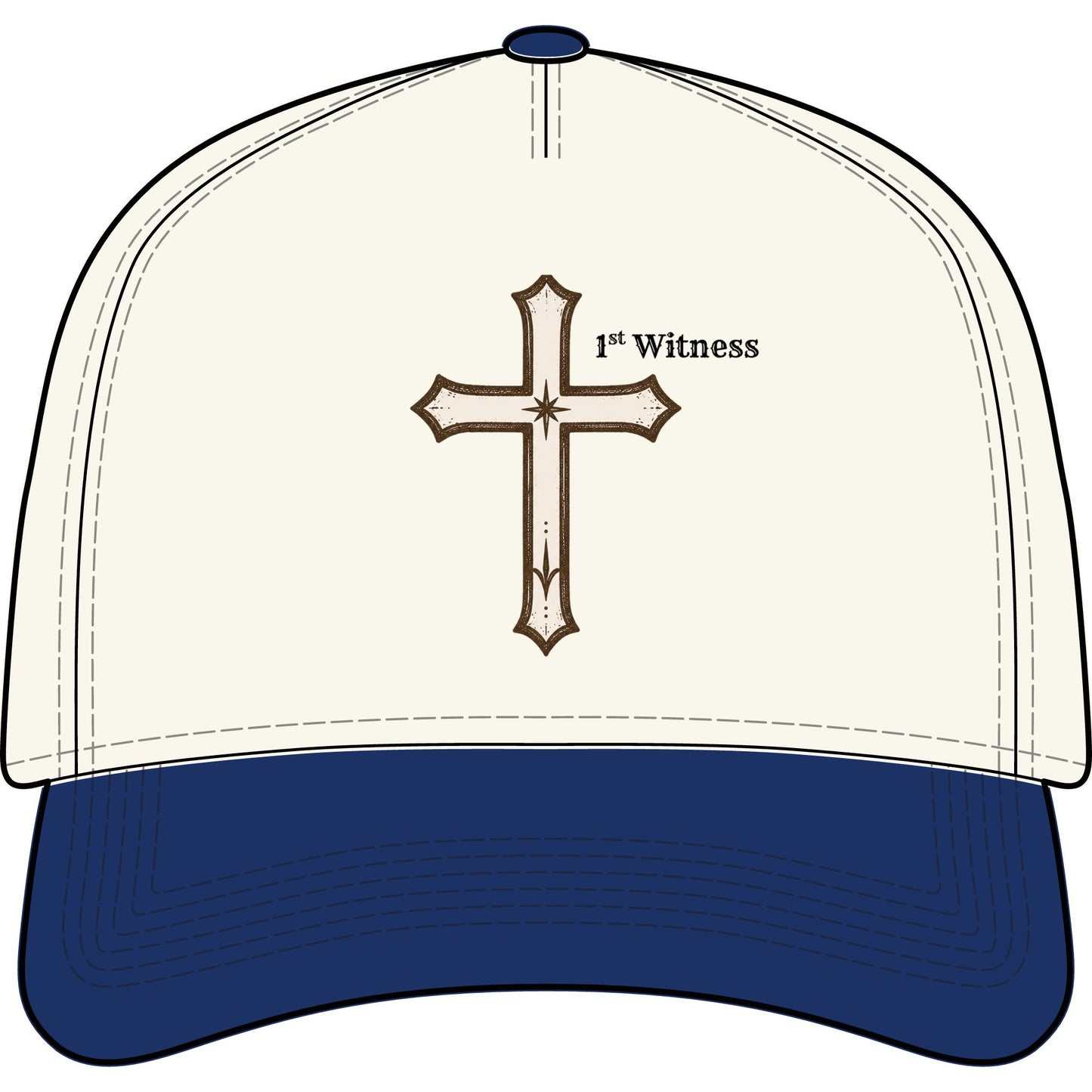 Cross Embroidered Two-Tone Cap — Rustic Christian Trucker Hat