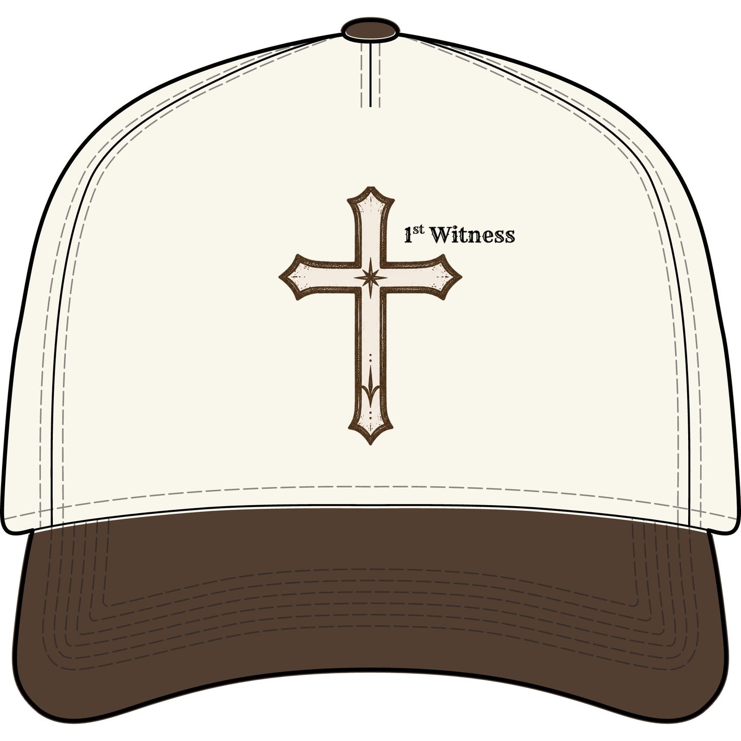 Cross Embroidered Two-Tone Cap — Rustic Christian Trucker Hat