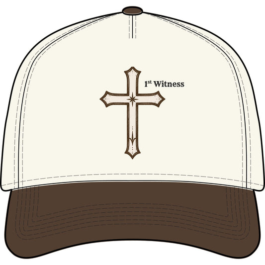 Cross Embroidered Two-Tone Cap — Rustic Christian Trucker Hat