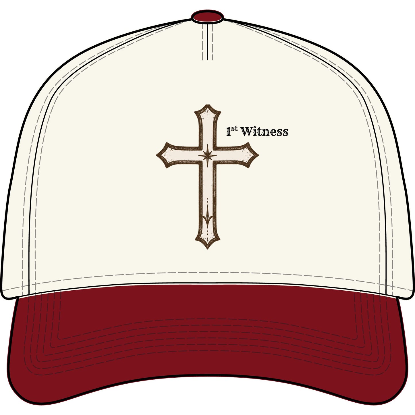 Cross Embroidered Two-Tone Cap — Rustic Christian Trucker Hat