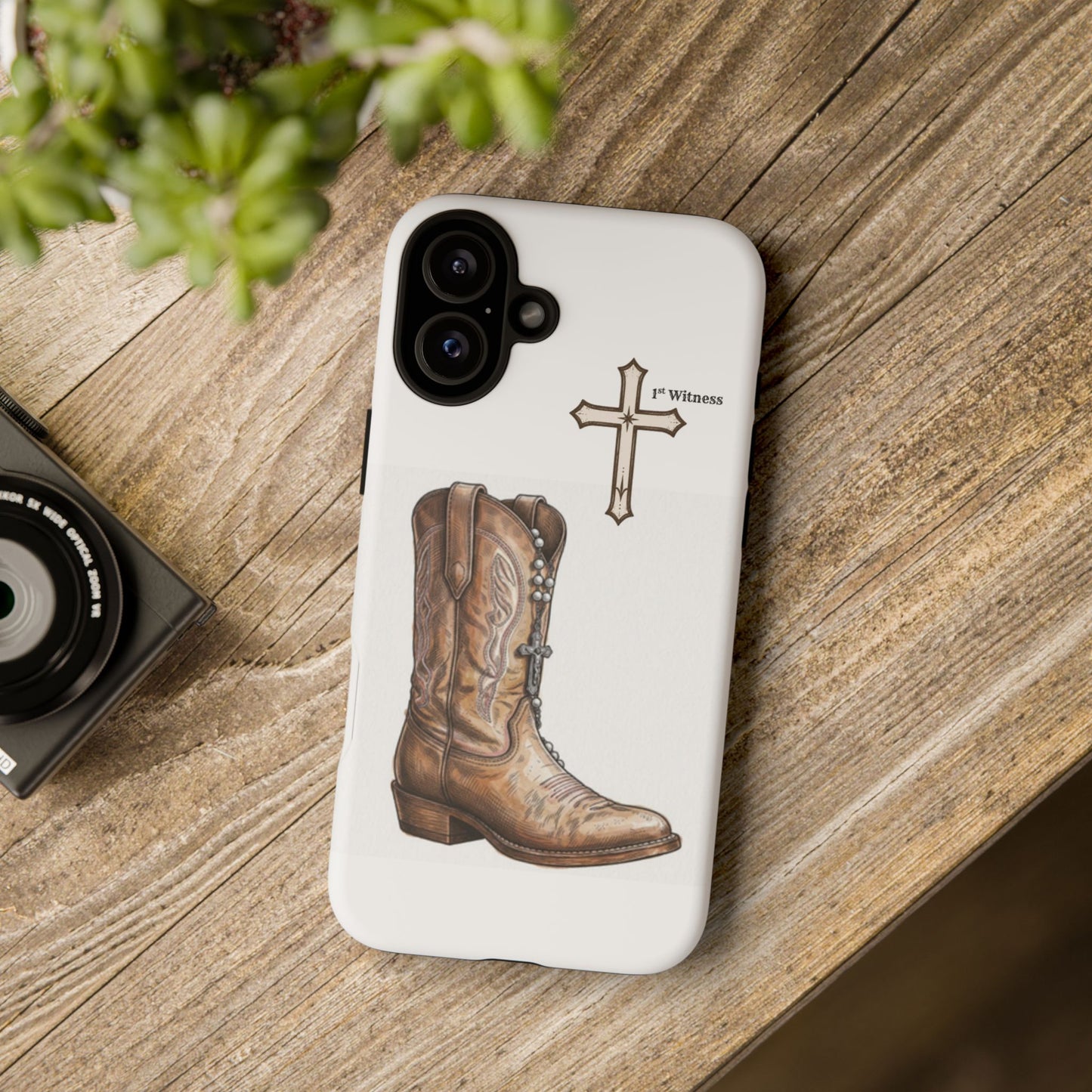 Rosary Cowboy Boot Phone Case — Western Brown Boot Protective iPhone Cover
