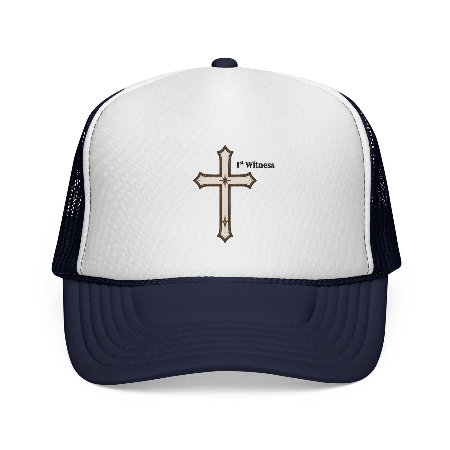 Cross Trucker Cap — Faith Baseball Hat with 'My Witness' Embroidered Design