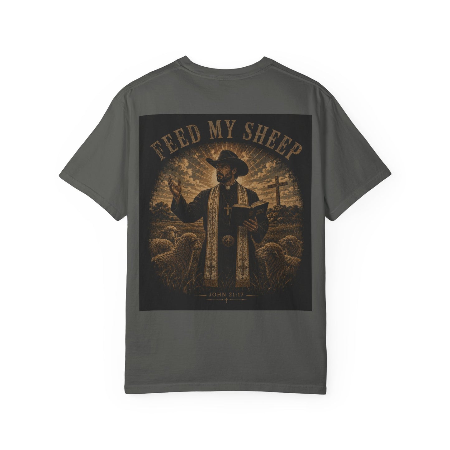 Feed My Sheep John 21;17 — Western Pastor & Sheep Graphic T-Shirt
