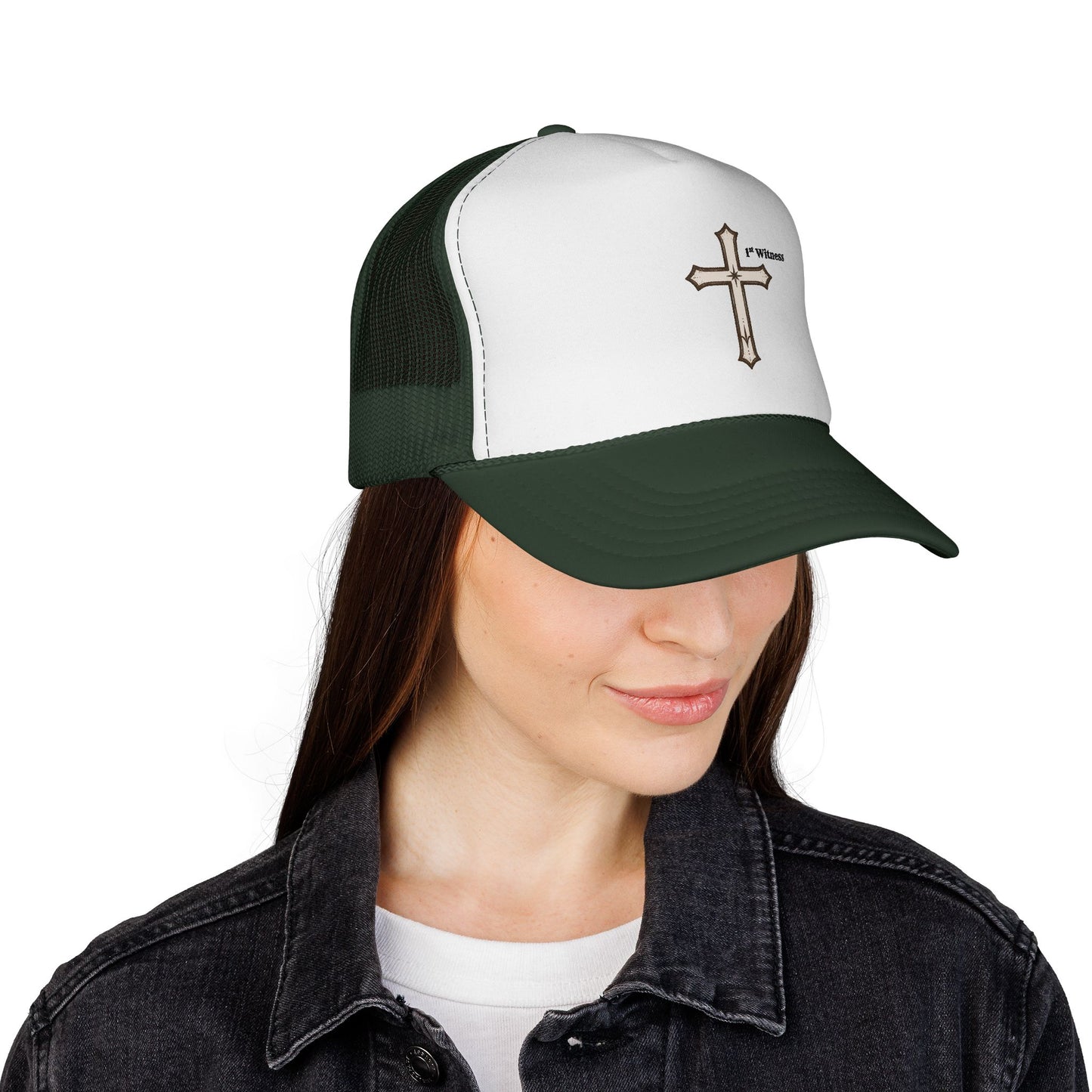 Cross Trucker Cap — Faith Baseball Hat with 'My Witness' Embroidered Design