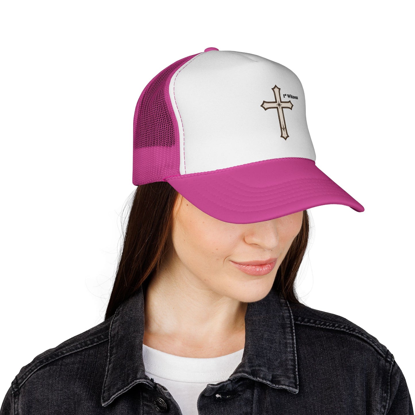 Cross Trucker Cap — Faith Baseball Hat with 'My Witness' Embroidered Design