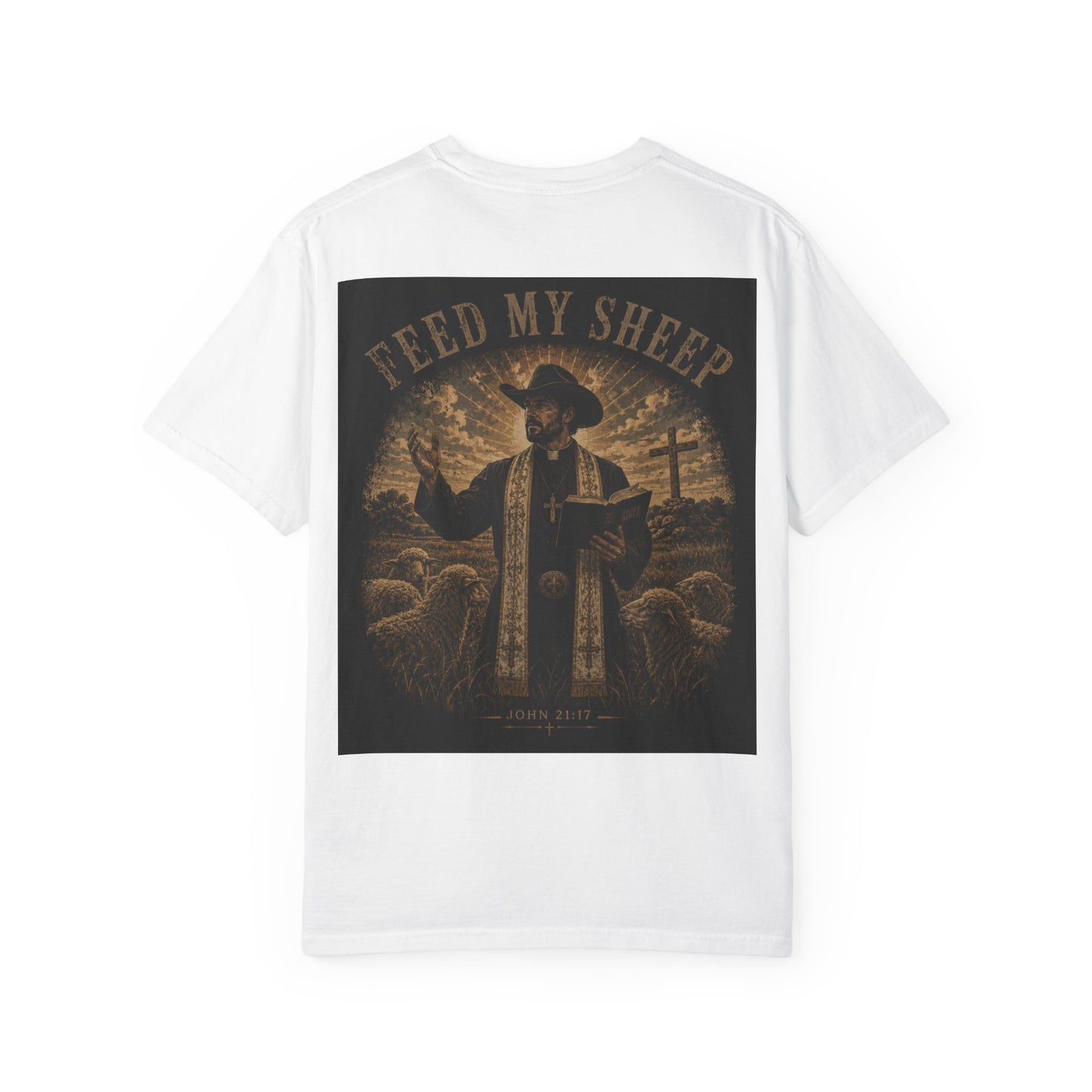 Feed My Sheep John 21;17 — Western Pastor & Sheep Graphic T-Shirt