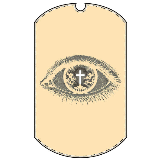 Eye of Faith Dog Tag — Christian Cross Eye Pendant with Chain