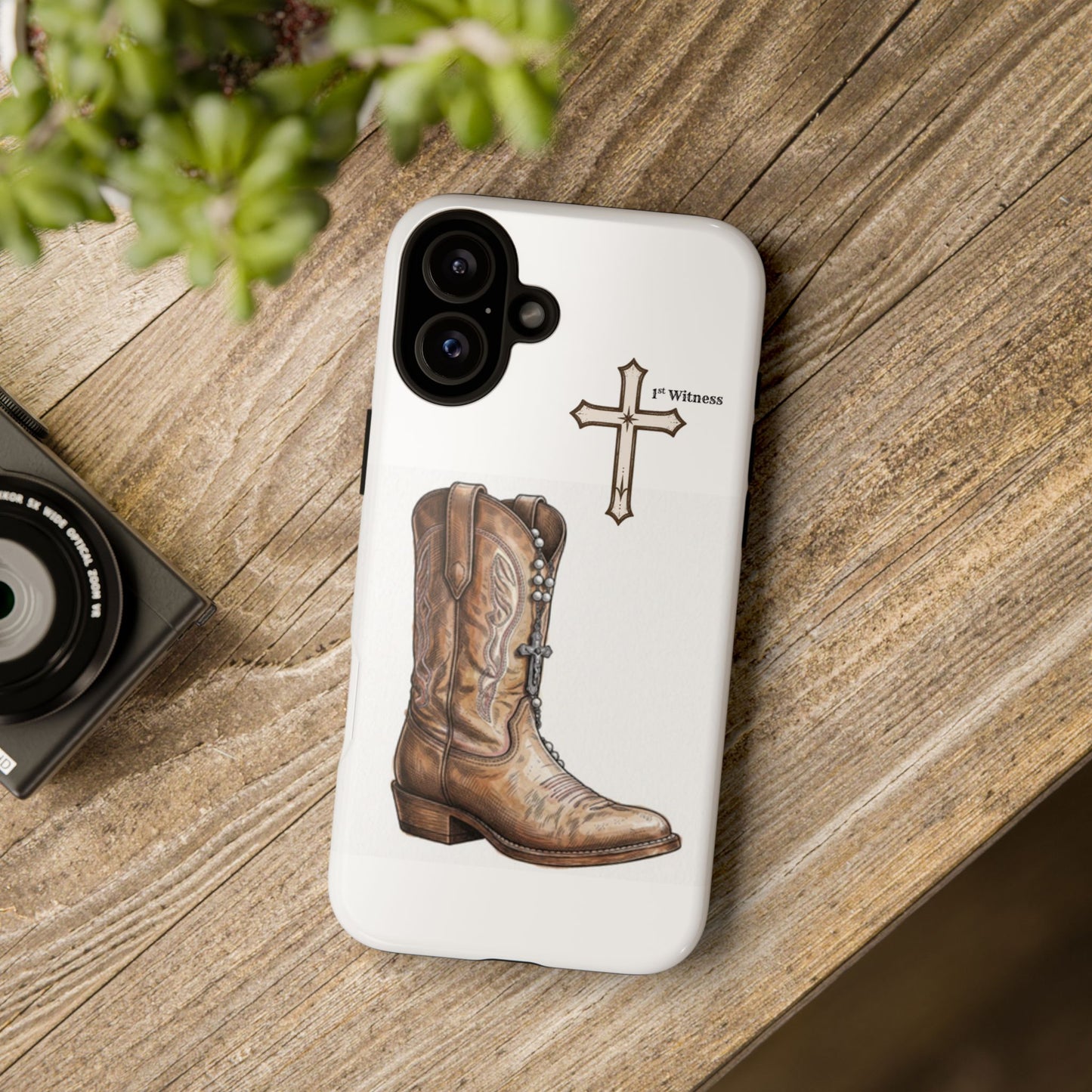 Rosary Cowboy Boot Phone Case — Western Brown Boot Protective iPhone Cover