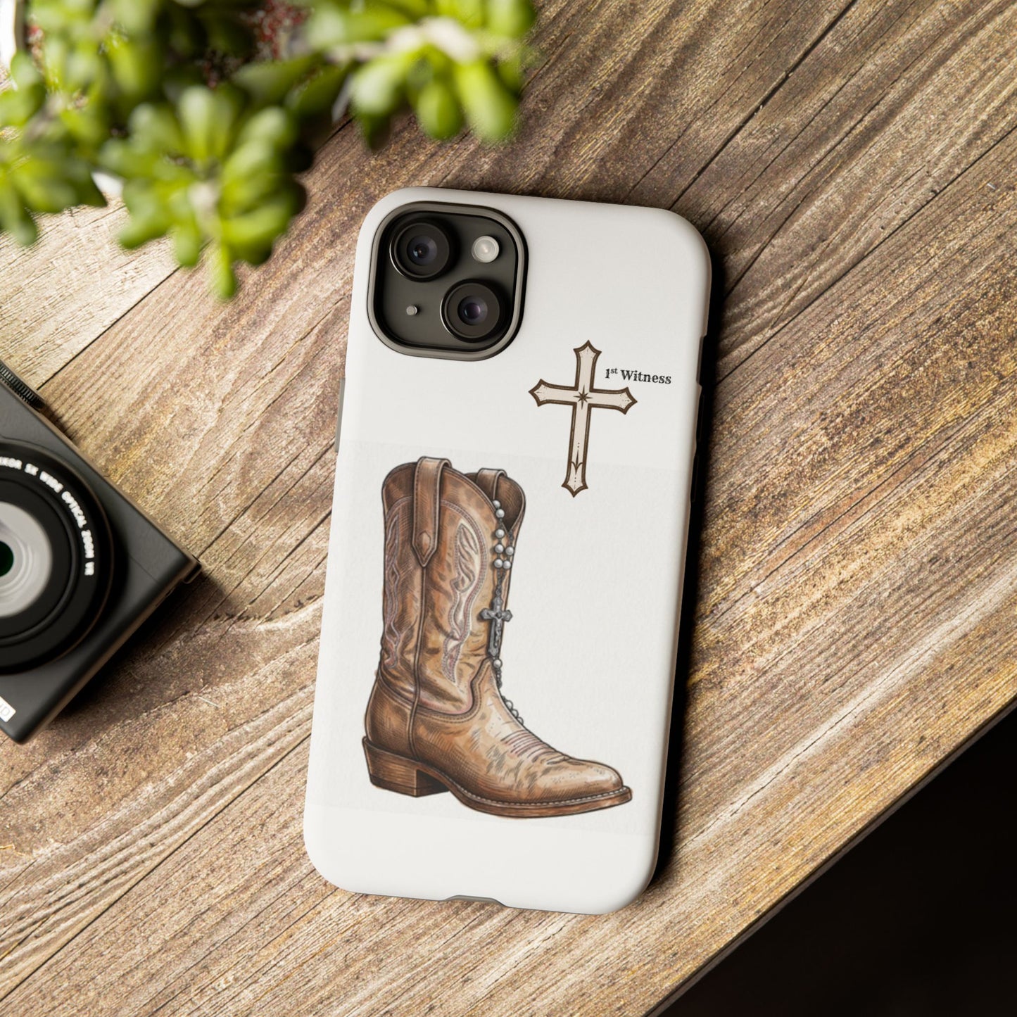Rosary Cowboy Boot Phone Case — Western Brown Boot Protective iPhone Cover
