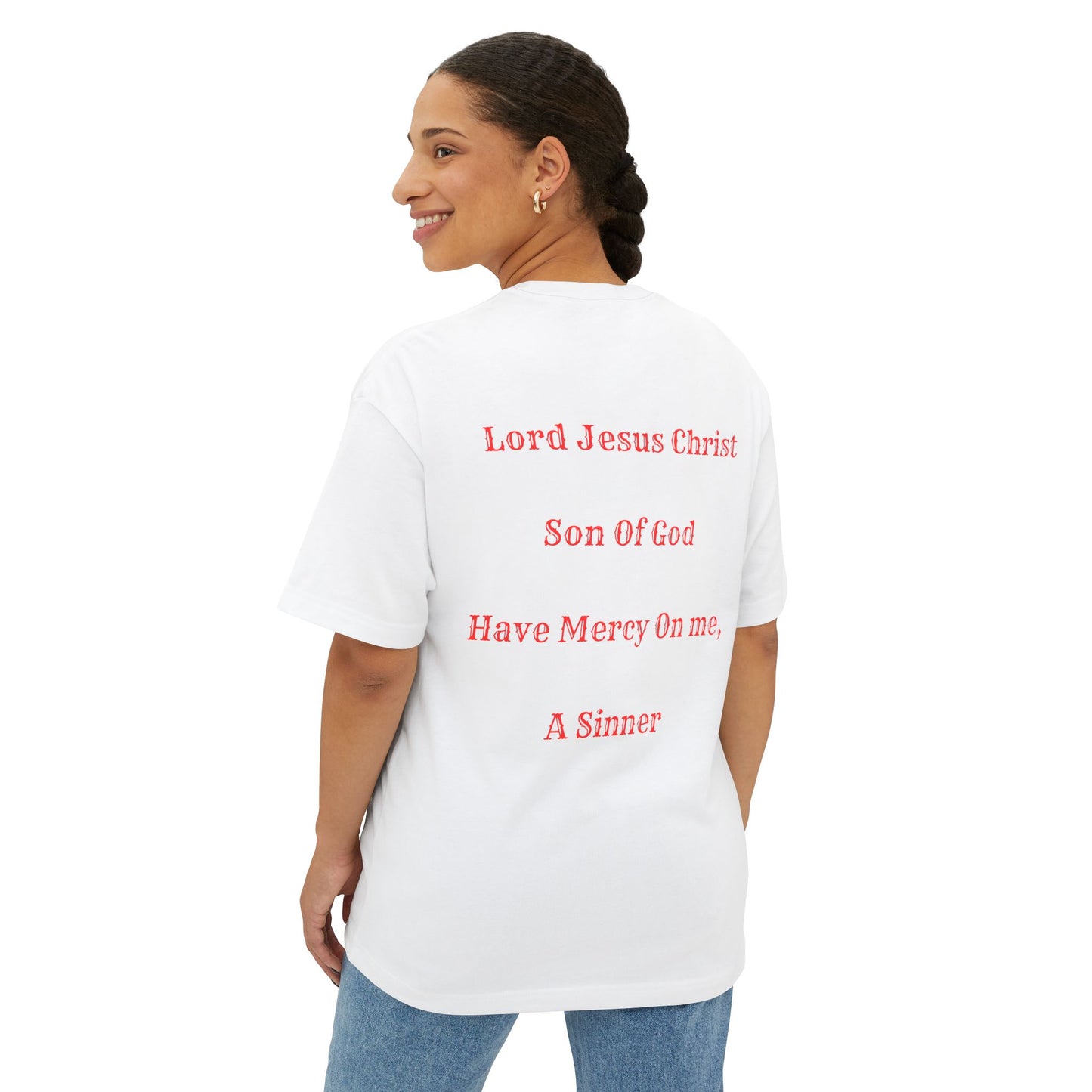 Jesus Prayer Tee — "Lord Jesus Christ, Son of God, Have Mercy On Me, A Sinner" Oversized T‑Shirt