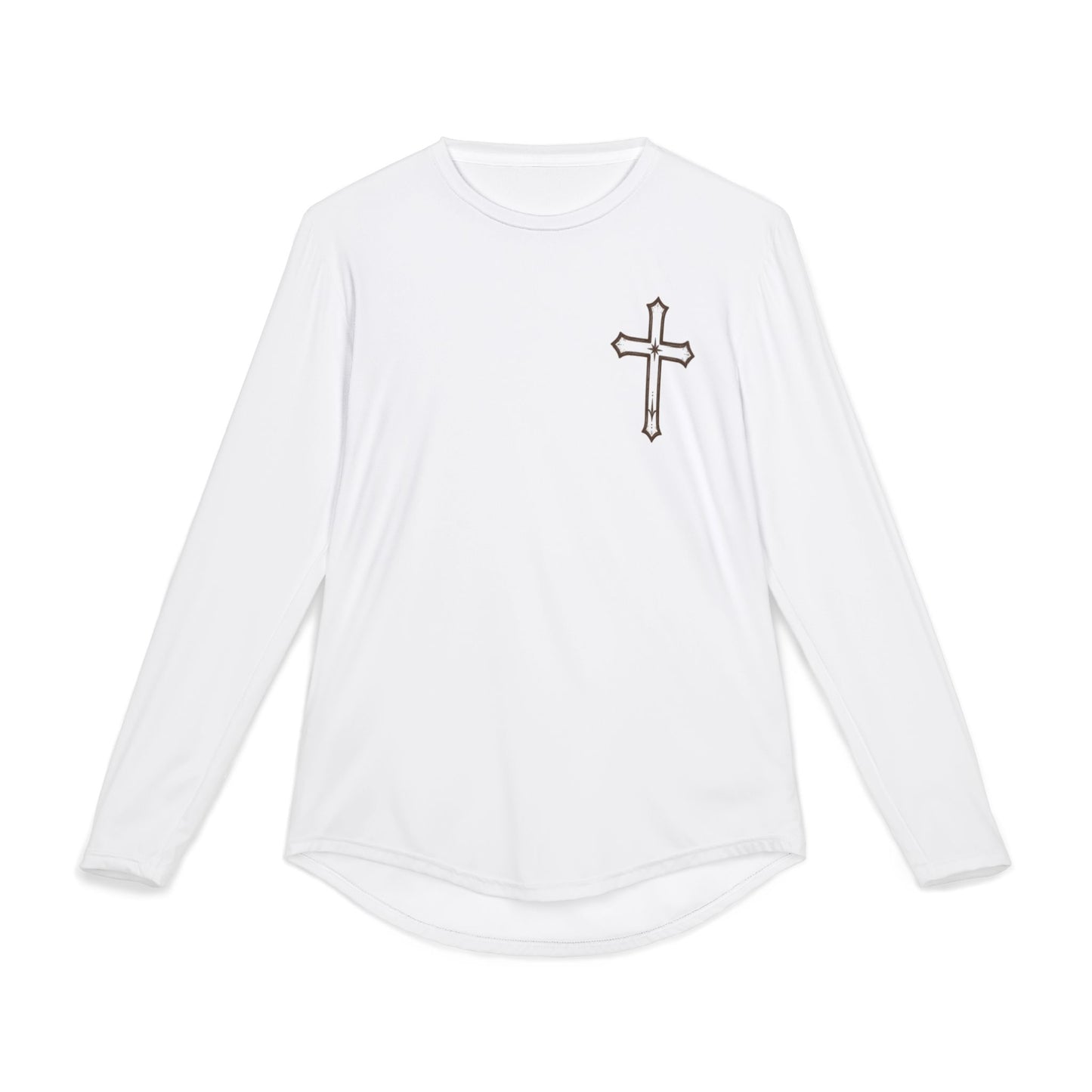 Men's Witness UV Long Sleeve Shirt — '1st Witness' Cross Eye Back Graphic