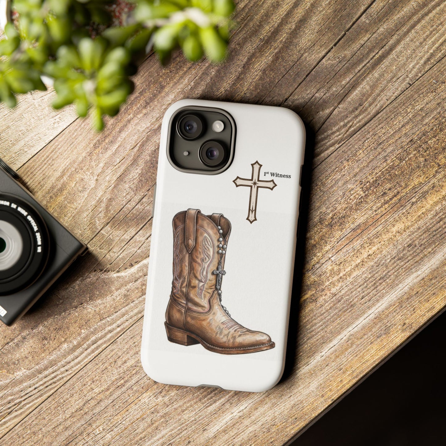 Rosary Cowboy Boot Phone Case — Western Brown Boot Protective iPhone Cover