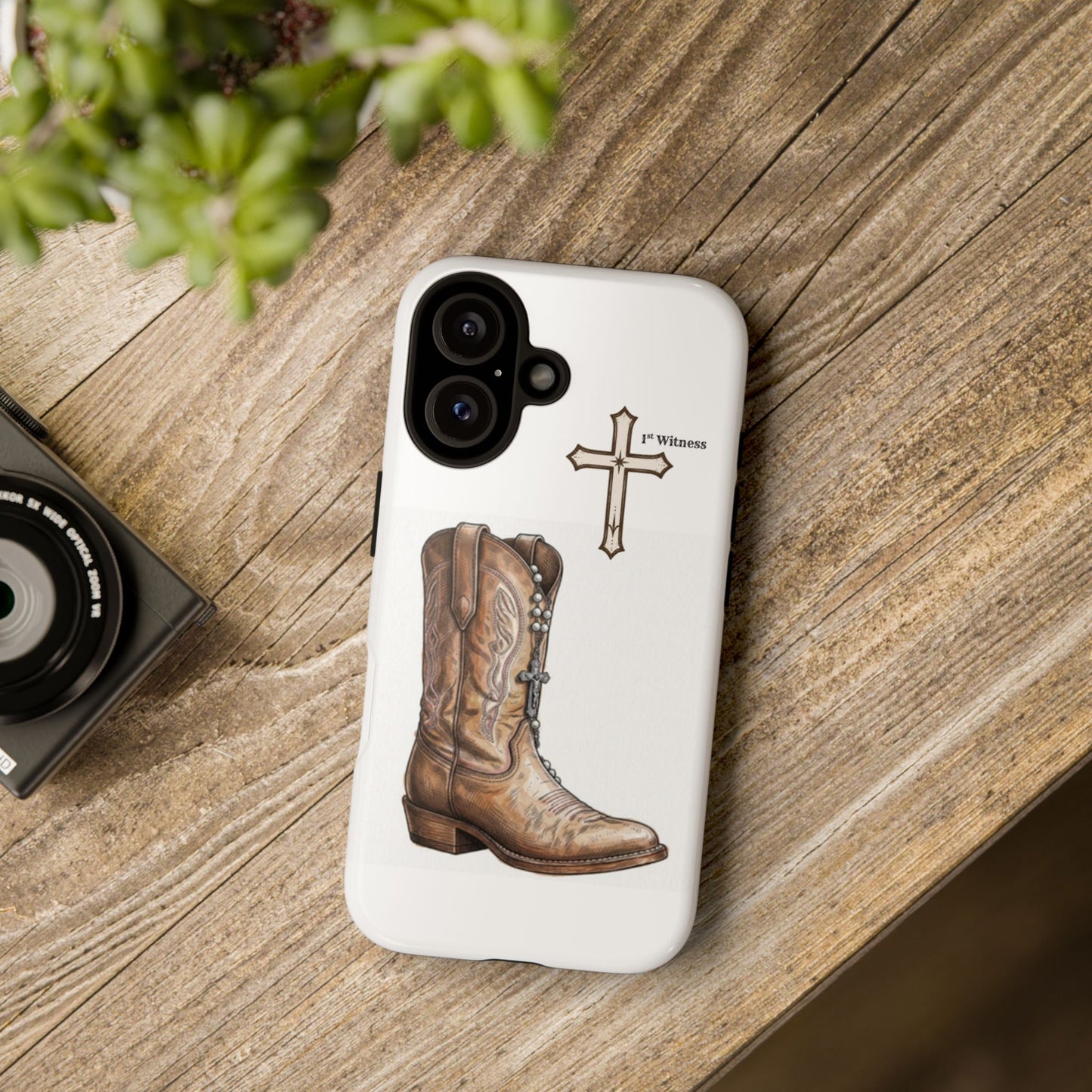 Rosary Cowboy Boot Phone Case — Western Brown Boot Protective iPhone Cover