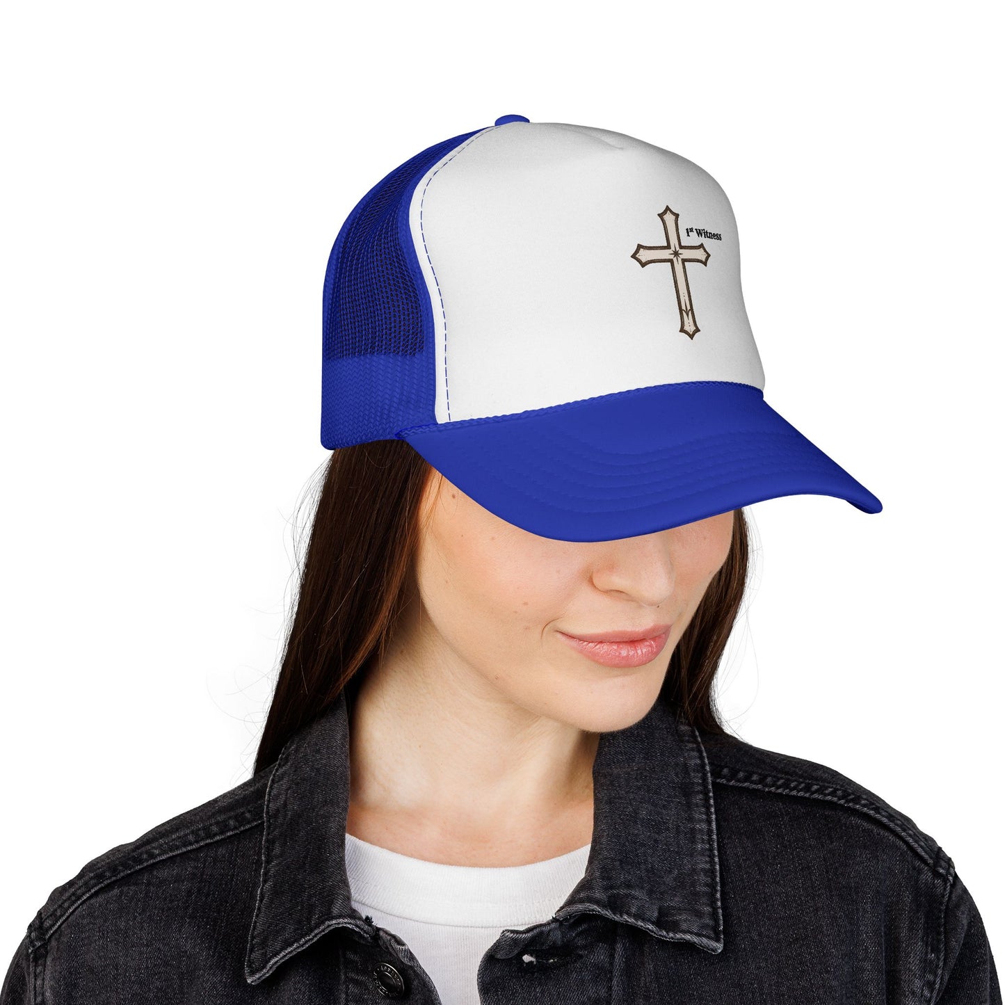 Cross Trucker Cap — Faith Baseball Hat with 'My Witness' Embroidered Design