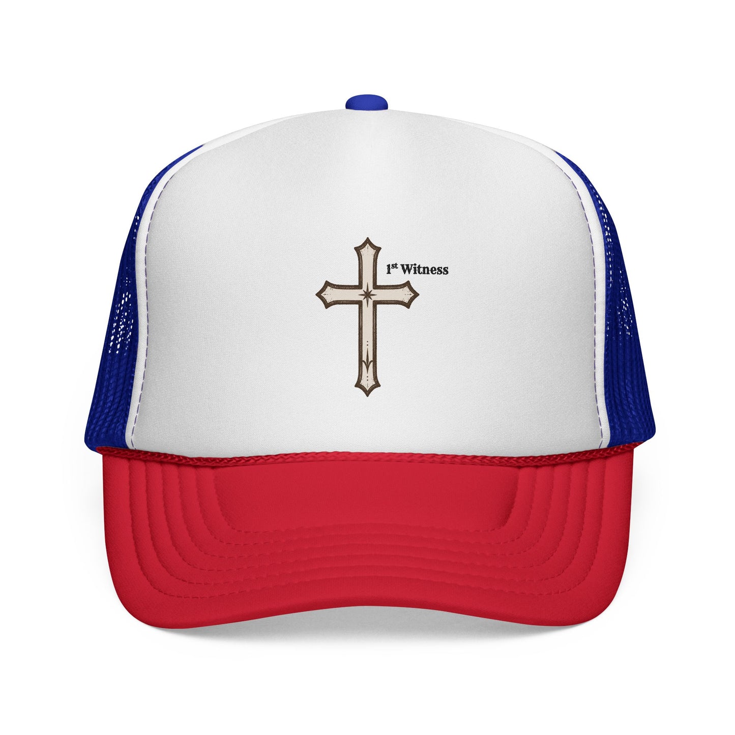 Cross Trucker Cap — Faith Baseball Hat with 'My Witness' Embroidered Design