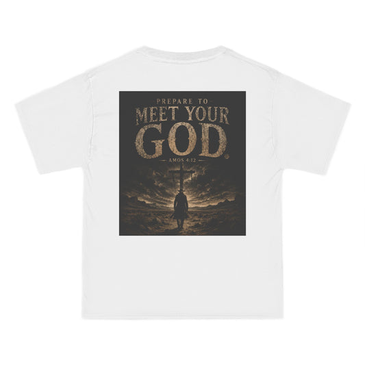 Amos; Meet God T-Shirt — "Prepare to Meet Your God" Back Print